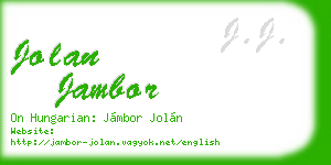 jolan jambor business card