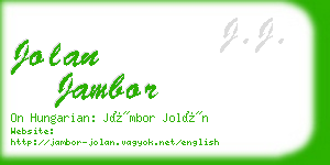 jolan jambor business card